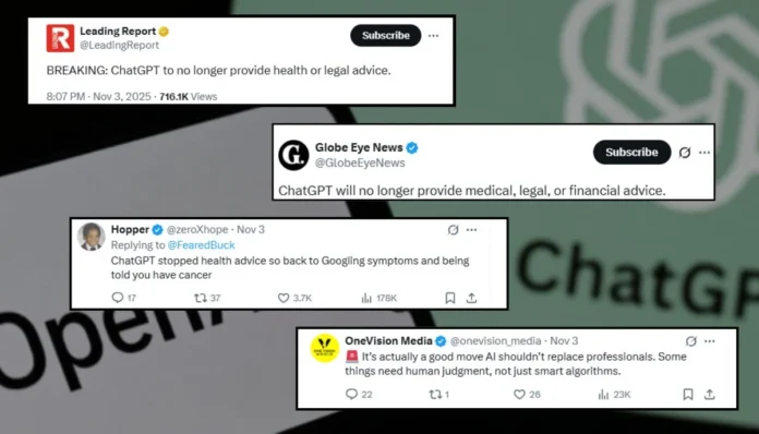 https://x.com/thekaransinghal/status/1985416057805496524?ref_src=twsrc%5Etfw%7Ctwcamp%5Etweetembed%7Ctwterm%5E1985416057805496524%7Ctwgr%5E921afb0f211db9686614b42079bdbdcd12e46d20%7Ctwcon%5Es1_c10&ref_url=https%3A%2F%2Fwww.thenews.com.pk%2Flatest%2F1355857-no-more-medical-financial-or-legal-advice-from-chatgpt