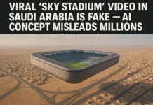 Viral ‘Sky Stadium’ Video in Saudi Arabia Is Fake — AI Concept Misleads Millions Viral ‘Sky Stadium’ Video in Saudi Arabia Is Fake — AI Concept Misleads Millions